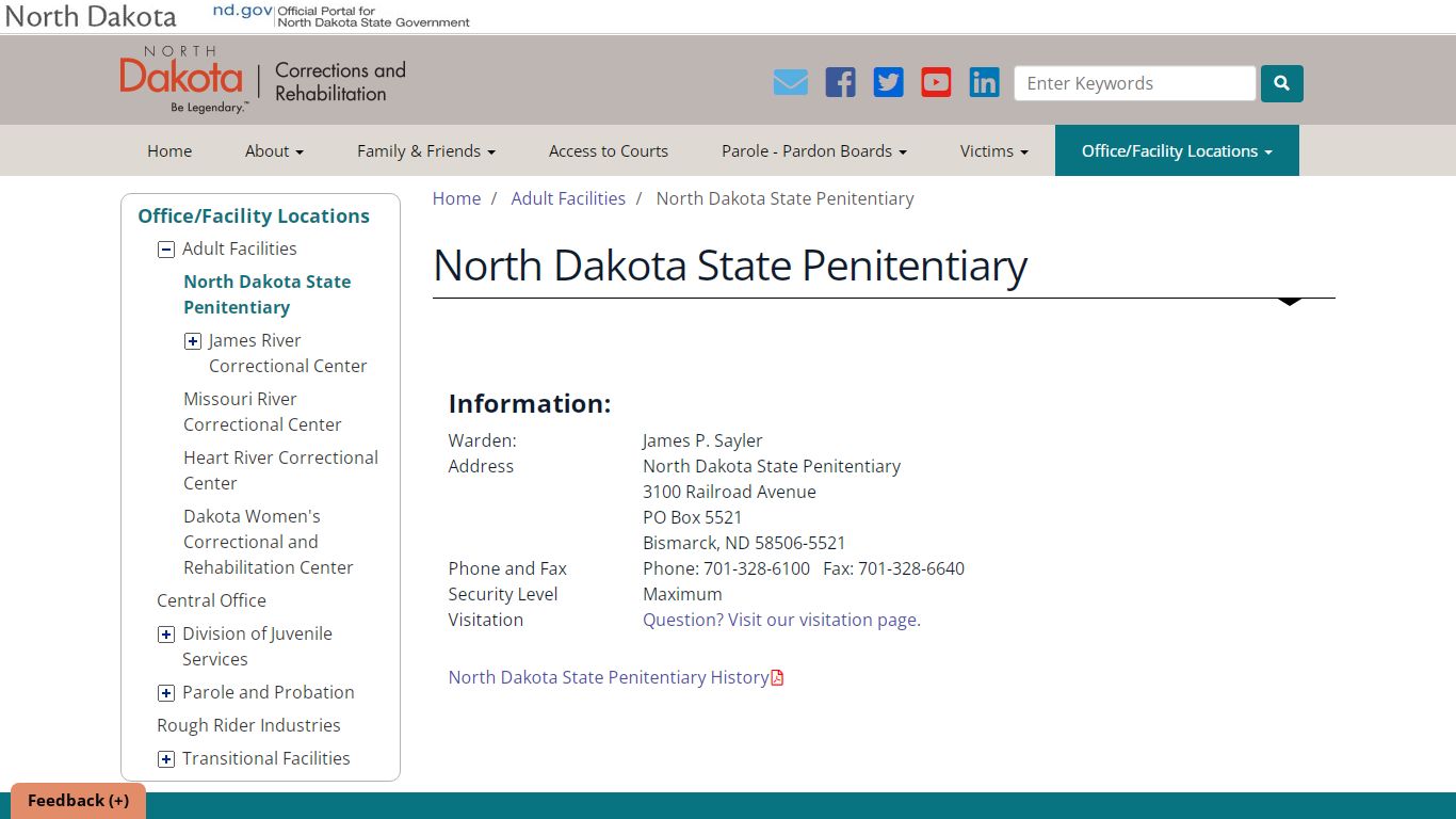 North Dakota State Penitentiary | North Dakota Department of ...