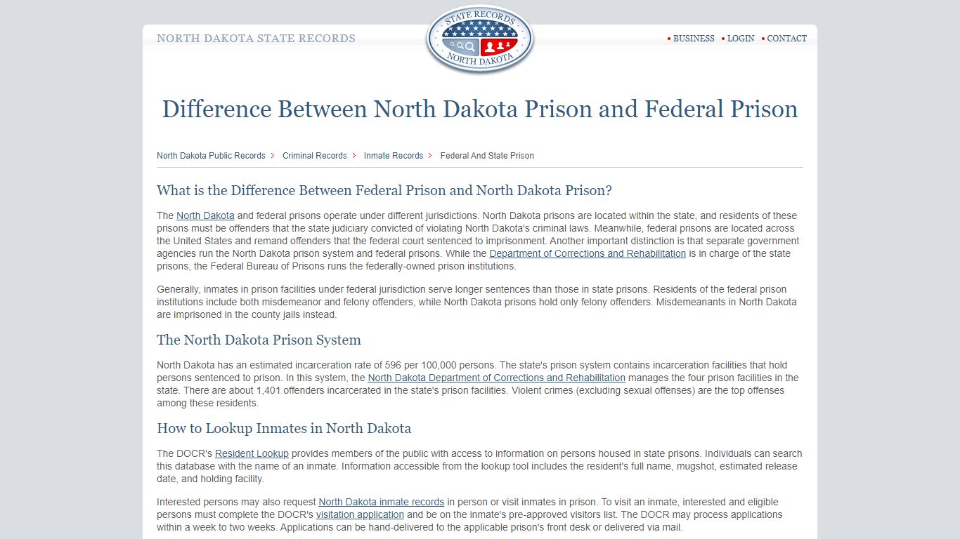 North Dakota State Prisons | StateRecords.org